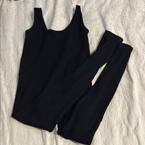 Black Ribbed Jumpsuit